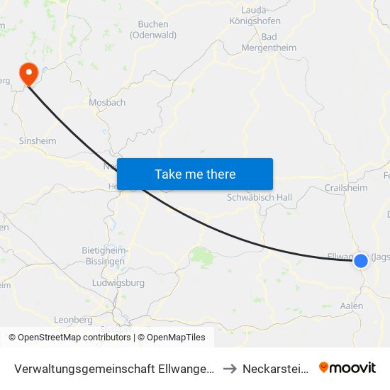 Verwaltungsgemeinschaft Ellwangen (Jagst) to Neckarsteinach map