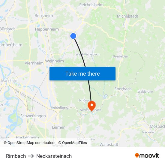 Rimbach to Neckarsteinach map
