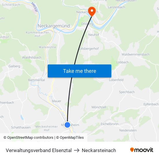 Verwaltungsverband Elsenztal to Neckarsteinach map