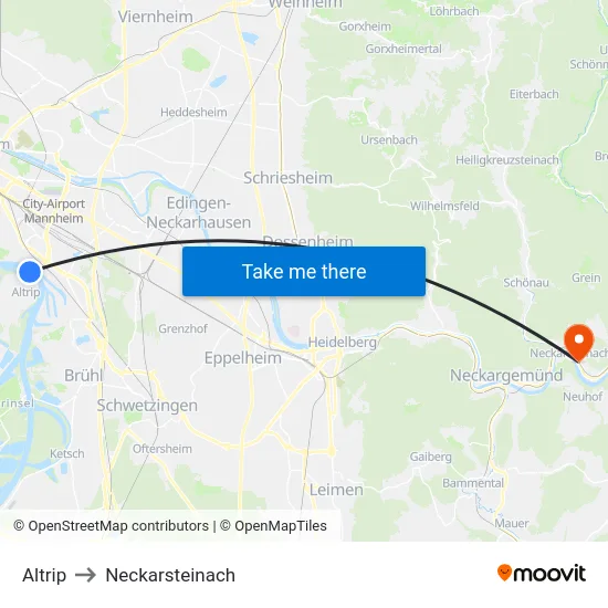 Altrip to Neckarsteinach map