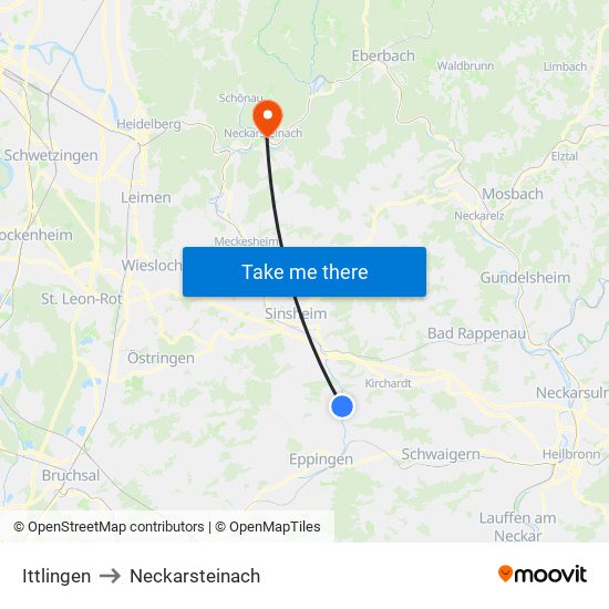 Ittlingen to Neckarsteinach map