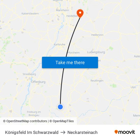 Königsfeld Im Schwarzwald to Neckarsteinach map