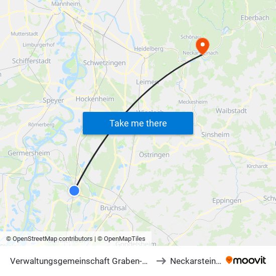 Verwaltungsgemeinschaft Graben-Neudorf to Neckarsteinach map