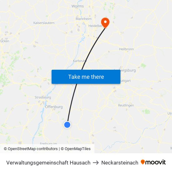 Verwaltungsgemeinschaft Hausach to Neckarsteinach map