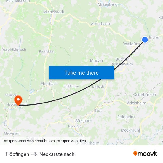 Höpfingen to Neckarsteinach map