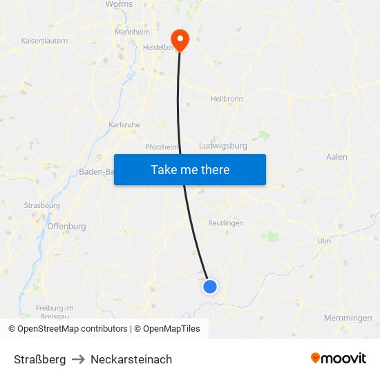 Straßberg to Neckarsteinach map