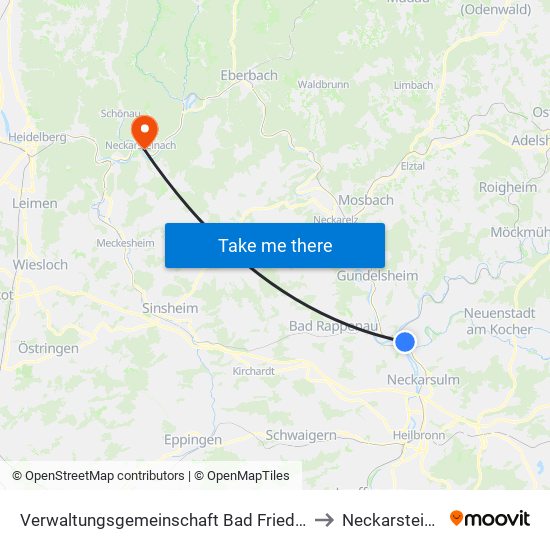 Verwaltungsgemeinschaft Bad Friedrichshall to Neckarsteinach map