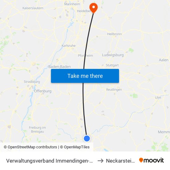 Verwaltungsverband Immendingen-Geisingen to Neckarsteinach map