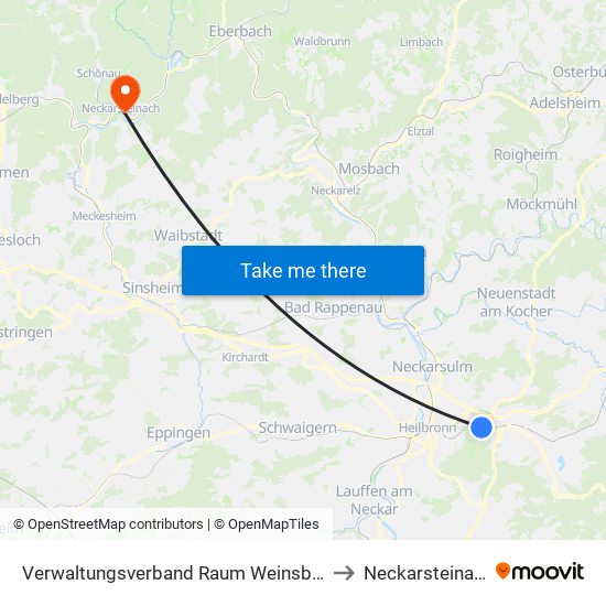 Verwaltungsverband Raum Weinsberg to Neckarsteinach map