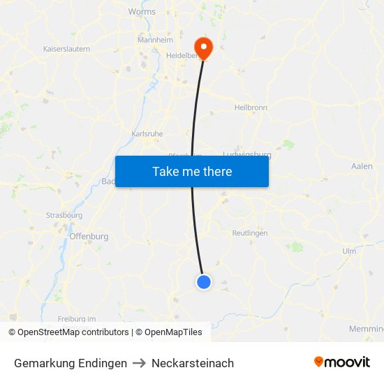 Gemarkung Endingen to Neckarsteinach map