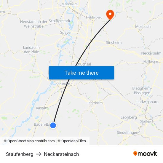 Staufenberg to Neckarsteinach map