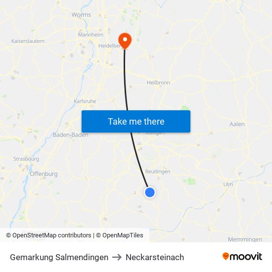 Gemarkung Salmendingen to Neckarsteinach map