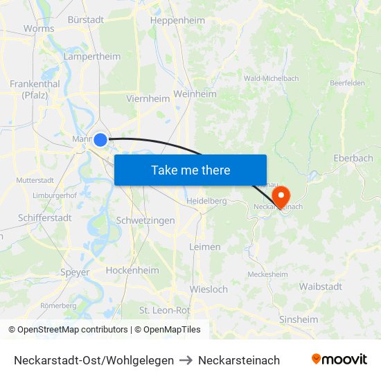 Neckarstadt-Ost/Wohlgelegen to Neckarsteinach map