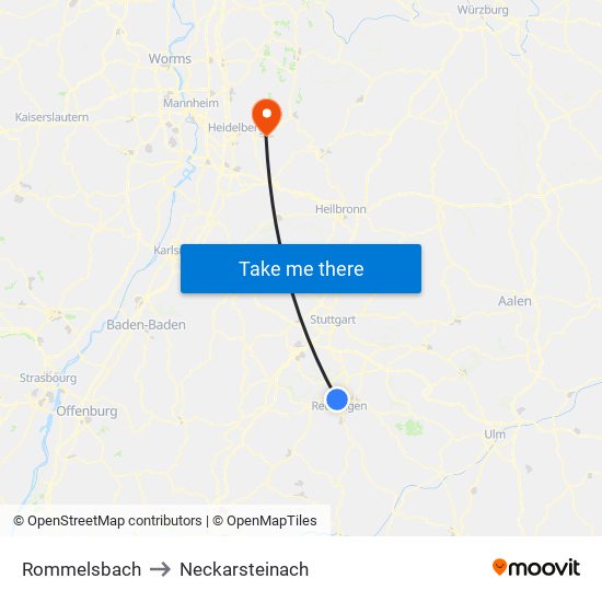Rommelsbach to Neckarsteinach map