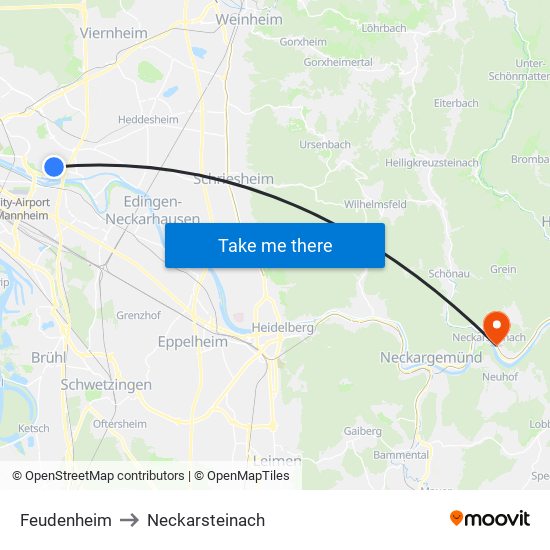 Feudenheim to Neckarsteinach map