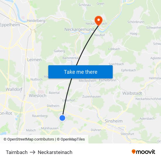 Tairnbach to Neckarsteinach map