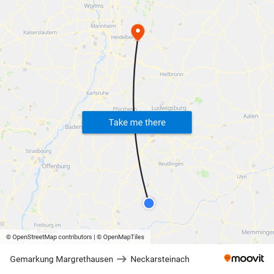 Gemarkung Margrethausen to Neckarsteinach map