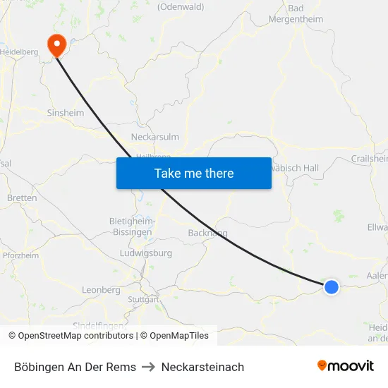 Böbingen An Der Rems to Neckarsteinach map