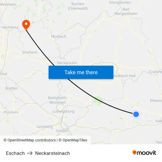 Eschach to Neckarsteinach map