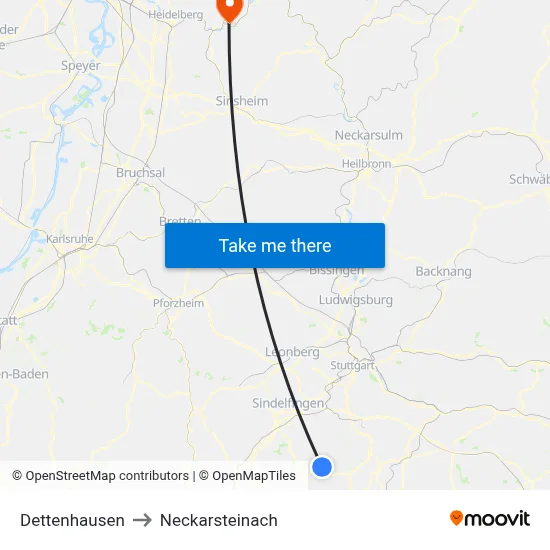 Dettenhausen to Neckarsteinach map