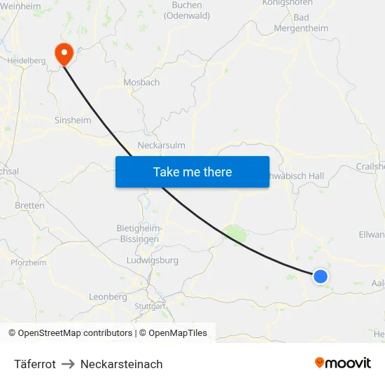 Täferrot to Neckarsteinach map