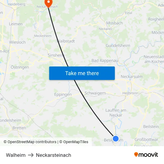 Walheim to Neckarsteinach map