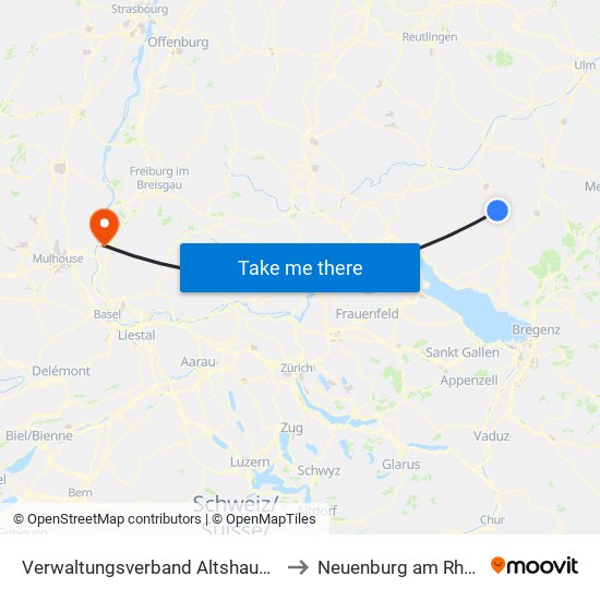 Verwaltungsverband Altshausen to Neuenburg am Rhein map