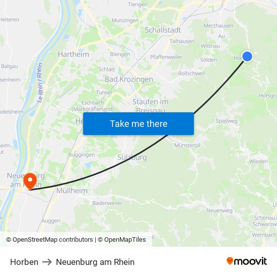 Horben to Neuenburg am Rhein map