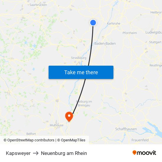 Kapsweyer to Neuenburg am Rhein map