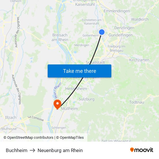 Buchheim to Neuenburg am Rhein map