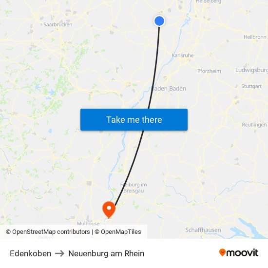 Edenkoben to Neuenburg am Rhein map