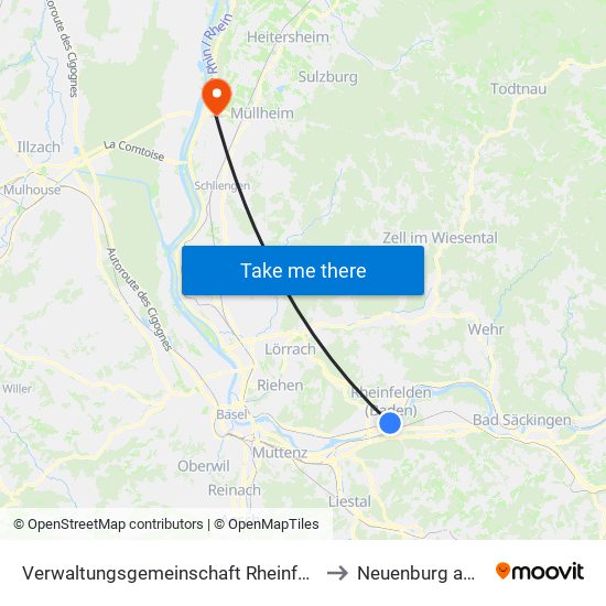 Verwaltungsgemeinschaft Rheinfelden (Baden) to Neuenburg am Rhein map