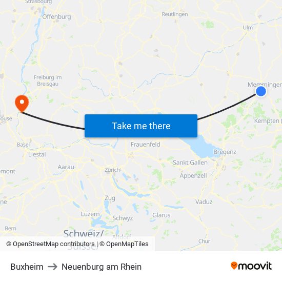 Buxheim to Neuenburg am Rhein map