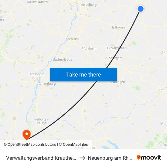 Verwaltungsverband Krautheim to Neuenburg am Rhein map