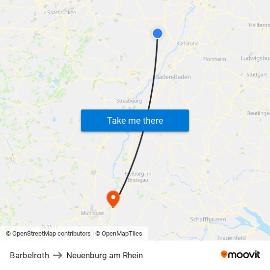 Barbelroth to Neuenburg am Rhein map