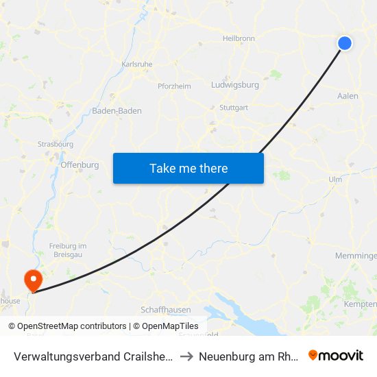 Verwaltungsverband Crailsheim to Neuenburg am Rhein map