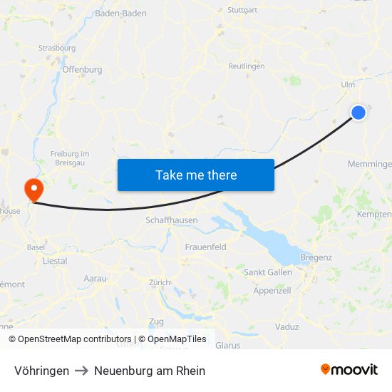 Vöhringen to Neuenburg am Rhein map