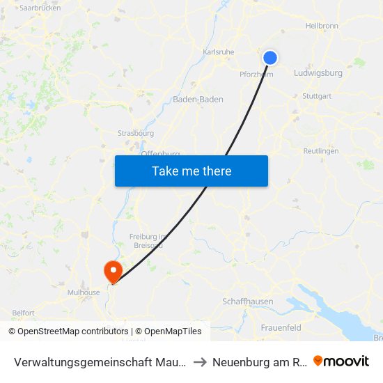 Verwaltungsgemeinschaft Maulbronn to Neuenburg am Rhein map