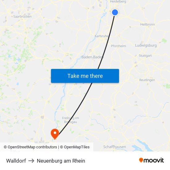 Walldorf to Neuenburg am Rhein map