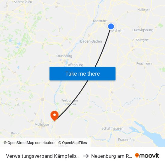 Verwaltungsverband Kämpfelbachtal to Neuenburg am Rhein map