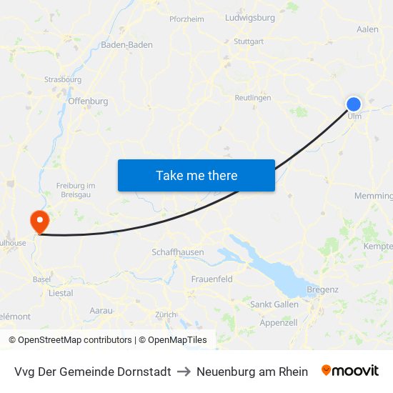 Vvg Der Gemeinde Dornstadt to Neuenburg am Rhein map