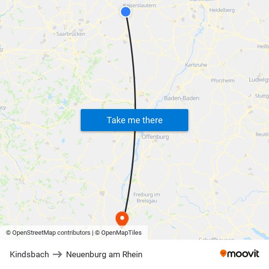 Kindsbach to Neuenburg am Rhein map