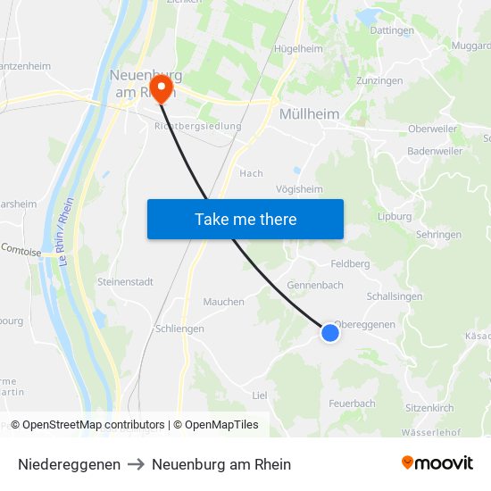 Niedereggenen to Neuenburg am Rhein map