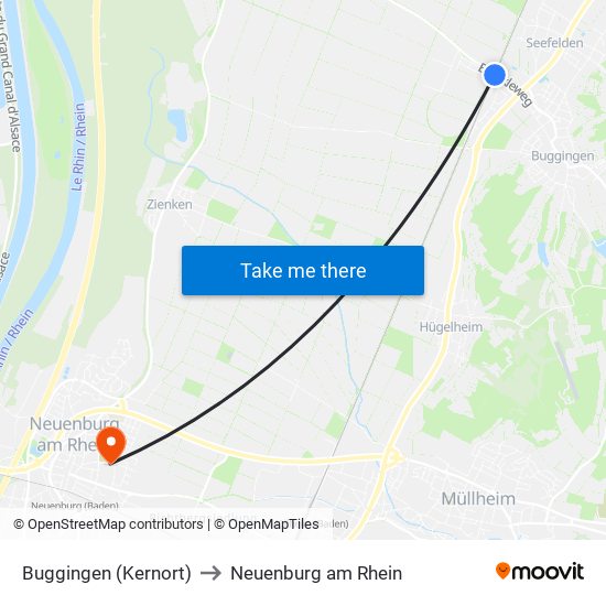 Buggingen (Kernort) to Neuenburg am Rhein map