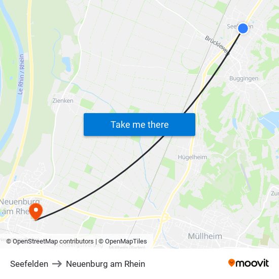 Seefelden to Neuenburg am Rhein map