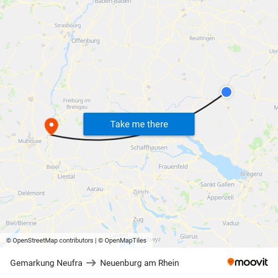 Gemarkung Neufra to Neuenburg am Rhein map