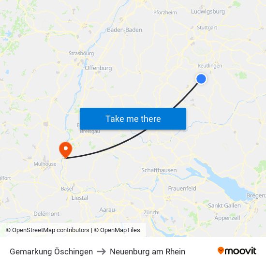 Gemarkung Öschingen to Neuenburg am Rhein map