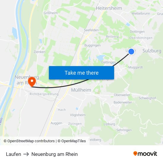 Laufen to Neuenburg am Rhein map