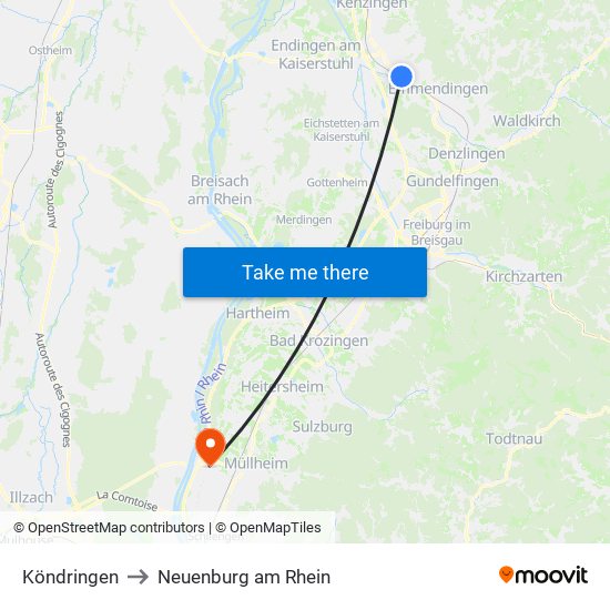 Köndringen to Neuenburg am Rhein map