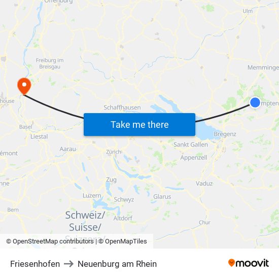 Friesenhofen to Neuenburg am Rhein map